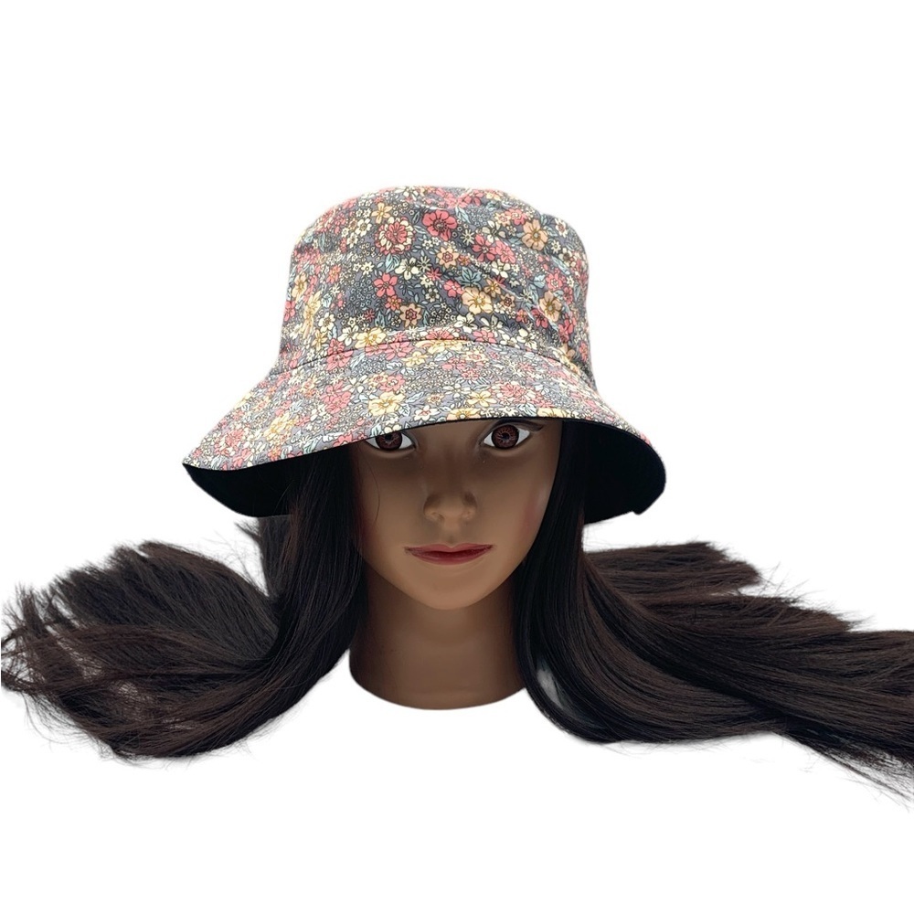 Boutique Lavender Purple Multi Dainty Floral Print Reversible Bucket Hat OSFM - Picture 2 of 6